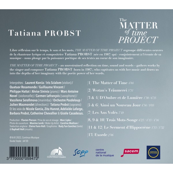 the matter of time project tatiana probst label continuo classics ean 3770000059427 annee edition 2022 genre classique format cd 0